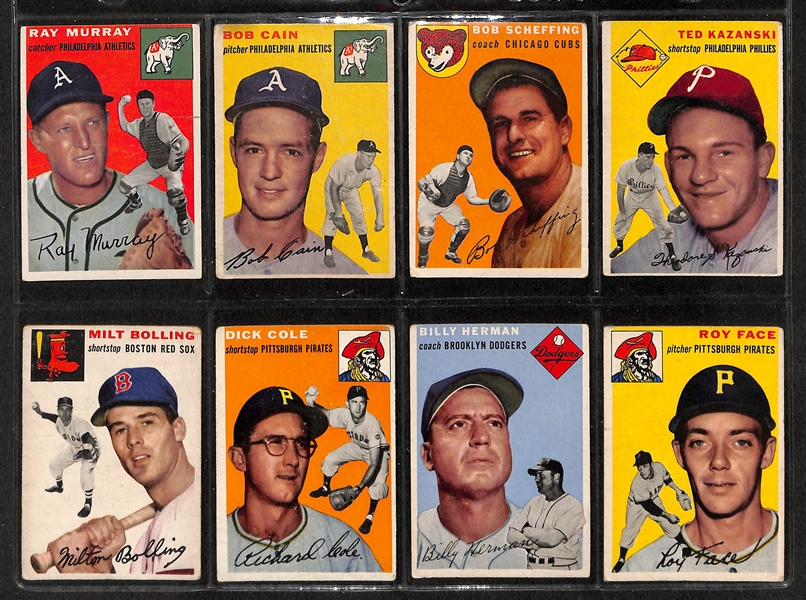 Lot Of 72 1954 Topps Baseball Cards w. Warren Spahn